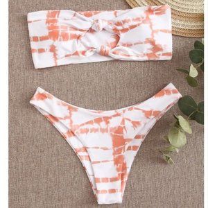 Tie Dye Knot Bandeau Bikini Swimsuit